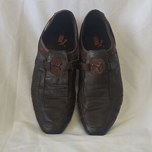 Puma Vedano V Driving Motorsport Y2K Brown Leather, Size Men's 11